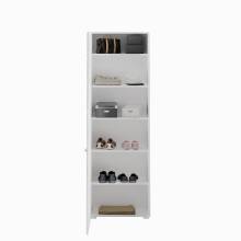 Garderobenschrank >Linus< in weiß/weiß hochglanz - 55x190x37cm (BxHxT)
