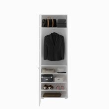 Garderobenschrank >Linus< in weiß/weiß hochglanz - 55x190x37cm (BxHxT)