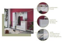 Garderobenschrank >Linus< in weiß/weiß hochglanz - 55x190x37cm (BxHxT)