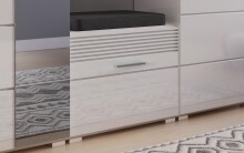 Sitzbank >Linus< in weiß/weiß hochglanz - 60x47x37cm (BxHxT)