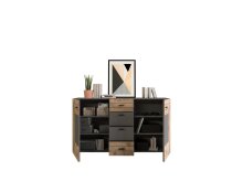 Sideboard >Fayetteville I< in grau/grau - 160x90x40cm (BxHxT)