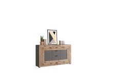 Sideboard >Fayetteville I< in grau/grau - 160x90x40cm (BxHxT)