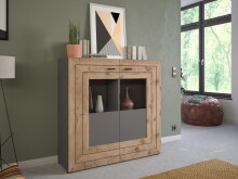 Highboard >Fayetteville I< in grau/grau - 120x117x37cm (BxHxT)
