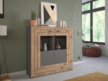 Highboard >Fayetteville I< in grau/grau - 120x117x37cm (BxHxT)