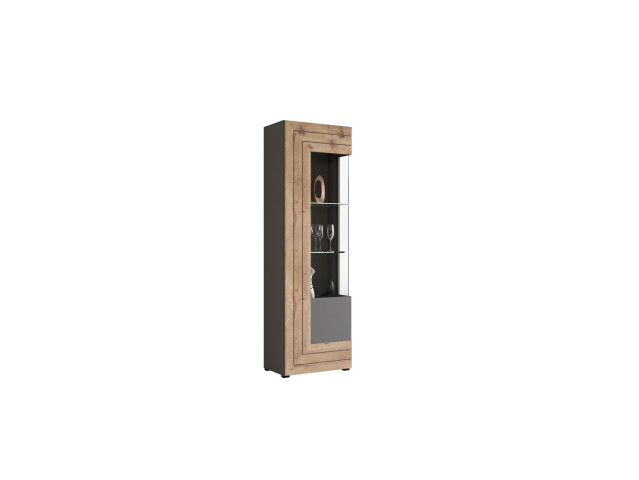 Vitrine >Fayetteville I< in grau/grau - 60x194x37cm (BxHxT)