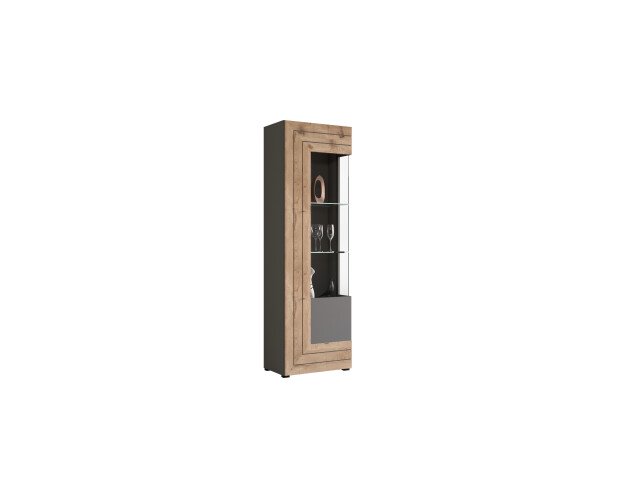 Vitrine >Fayetteville I< in grau/grau - 60x194x37cm (BxHxT)