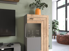 Stauraumschrank >Fayetteville I< in grau/grau - 60x117x37cm (BxHxT)