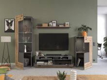 Stauraumschrank >Fayetteville I< in grau/grau - 60x117x37cm (BxHxT)