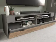 TV-Board >Fayetteville I< in grau/grau - 140x43x40cm (BxHxT)