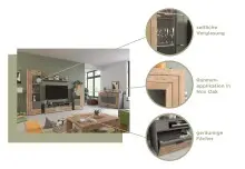 TV-Board >Fayetteville I< in grau/grau - 140x43x40cm (BxHxT)