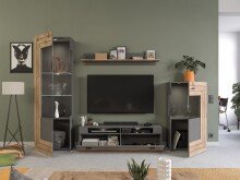 TV-Board >Fayetteville I< in grau/grau - 140x43x40cm (BxHxT)
