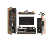 Wohnwand >Fayetteville I< in grau/grau - 290x195x40cm (BxHxT)