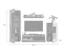 Wohnwand >Fayetteville I< in grau/grau - 290x195x40cm (BxHxT)