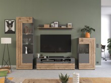 Wohnwand >Fayetteville I< in grau/grau - 290x195x40cm (BxHxT)