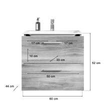 Waschtisch-Set >Yorktown I< in rauchsilber/rauchsilber - 60x52x44cm (BxHxT)
