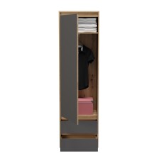 Garderobenschrank >Tennessee I< in eiche/grau - 54x190x35cm (BxHxT)