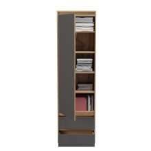 Garderobenschrank >Tennessee I< in eiche/grau - 54x190x35cm (BxHxT)