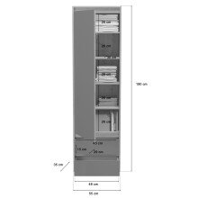 Garderobenschrank >Tennessee I< in eiche/grau - 54x190x35cm (BxHxT)