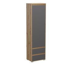Garderobenschrank >Tennessee I< in eiche/grau - 54x190x35cm (BxHxT)
