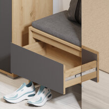 Kompaktgarderobe >Tennessee I< in eiche/grau - 90x189x39cm (BxHxT)
