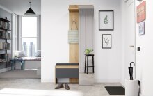 Kompaktgarderobe >Tennessee I< in eiche/grau - 90x189x39cm (BxHxT)