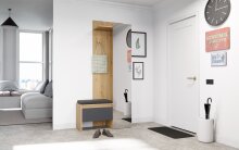 Kompaktgarderobe >Tennessee I< in eiche/grau - 90x189x39cm (BxHxT)