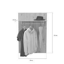 Kompaktgarderobe >Tennessee I< in eiche/grau - 90x189x39cm (BxHxT)