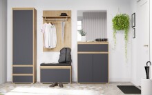 Sitzbank >Tennessee I< in eiche/grau - 76x44x35cm (BxHxT)