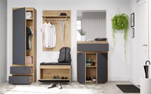 Sitzbank >Tennessee I< in eiche/grau - 76x44x35cm (BxHxT)