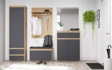 Sitzbank >Tennessee I< in eiche/grau - 76x44x35cm (BxHxT)