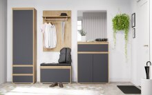 Garderoben-Set >Tennessee II< in eiche/grau - 145x190x35cm (BxHxT)