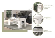 Couchtisch >Twin Lakes I< in weiß/weiß - 100x45x60cm (BxHxT)