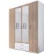 Kleiderschrank >Karl< in weiß mit Absatz Sonoma/Eiche - 159x196x54cm (BxHxT)