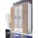 Kleiderschrank >Karl< in weiß mit Absatz Sonoma/Eiche - 159x196x54cm (BxHxT)