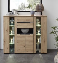 Highboard >Meagan< in Artisan Eiche - 145x127x38cm...