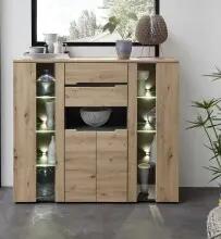 Highboard >Meagan< in Artisan Eiche - 145x127x38cm...