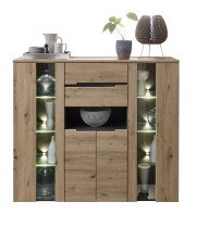 Highboard >Meagan< in Artisan Eiche - 145x127x38cm (BxHxT)