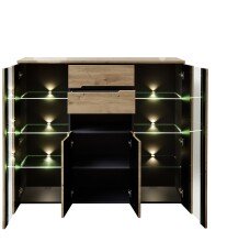 Highboard >Meagan< in Artisan Eiche - 145x127x38cm (BxHxT)