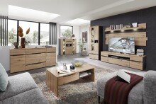 Highboard >Meagan< in Artisan Eiche - 145x127x38cm (BxHxT)