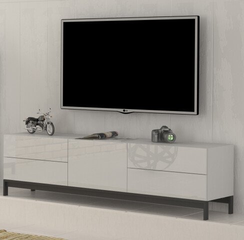 TV-Board >Mercogliano< in Weiß-Hochglanz - 170x47.7x40cm (BxHxT)