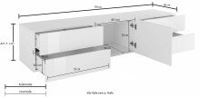 TV-Board >Mercogliano< in Weiß-Hochglanz - 170x47.7x40cm (BxHxT)