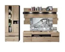 Wohnwand >Meagan< Graphit Artisan Eiche Lack...