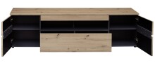 Wohnwand >Meagan< Graphit Artisan Eiche Lack Laminat Graphit supermatt
