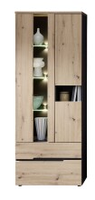 Wohnwand >Meagan< Graphit Artisan Eiche Lack Laminat Graphit supermatt