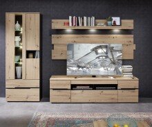 Wohnwand >Meagan< Graphit Artisan Eiche Lack Laminat Graphit supermatt