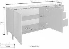 Sideboard >Mercogliano< in Anthrazit-Hochglanz - 170x73x40cm (BxHxT)