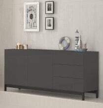 Sideboard >Mercogliano< in Anthrazit-Hochglanz -...