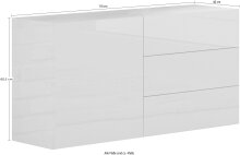 Kommode >Mercogliano< in Anthrazhit Hochglanz - 110x60.5x40cm (BxHxT)
