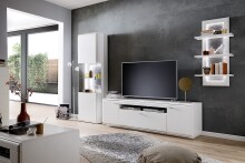 Beistellschrank >AMORA< in weiß matt - 60x208x38 (BxHxT)