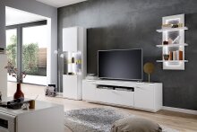 TV-Schrank >Amora< in weiß matt aus Holzwerkstoff - 195x60x51cm (BxHxT)